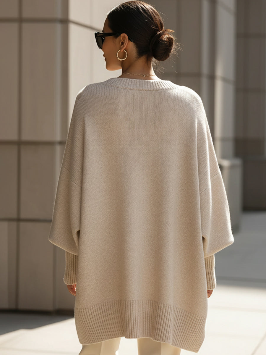 Agnes | Sweter oversize z drapowaniem i szerokim dekoltem