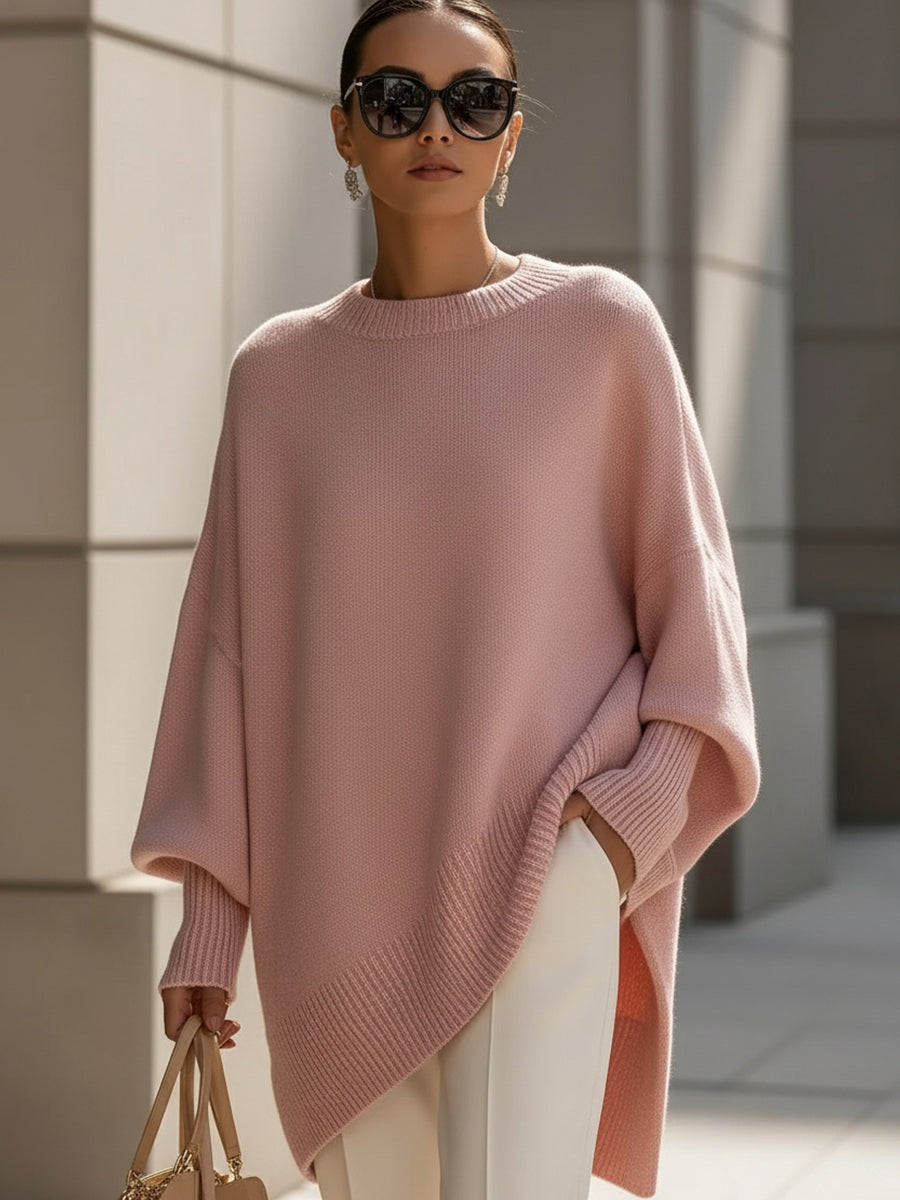 Agnes | Sweter oversize z drapowaniem i szerokim dekoltem