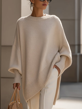 Agnes | Sweter oversize z drapowaniem i szerokim dekoltem