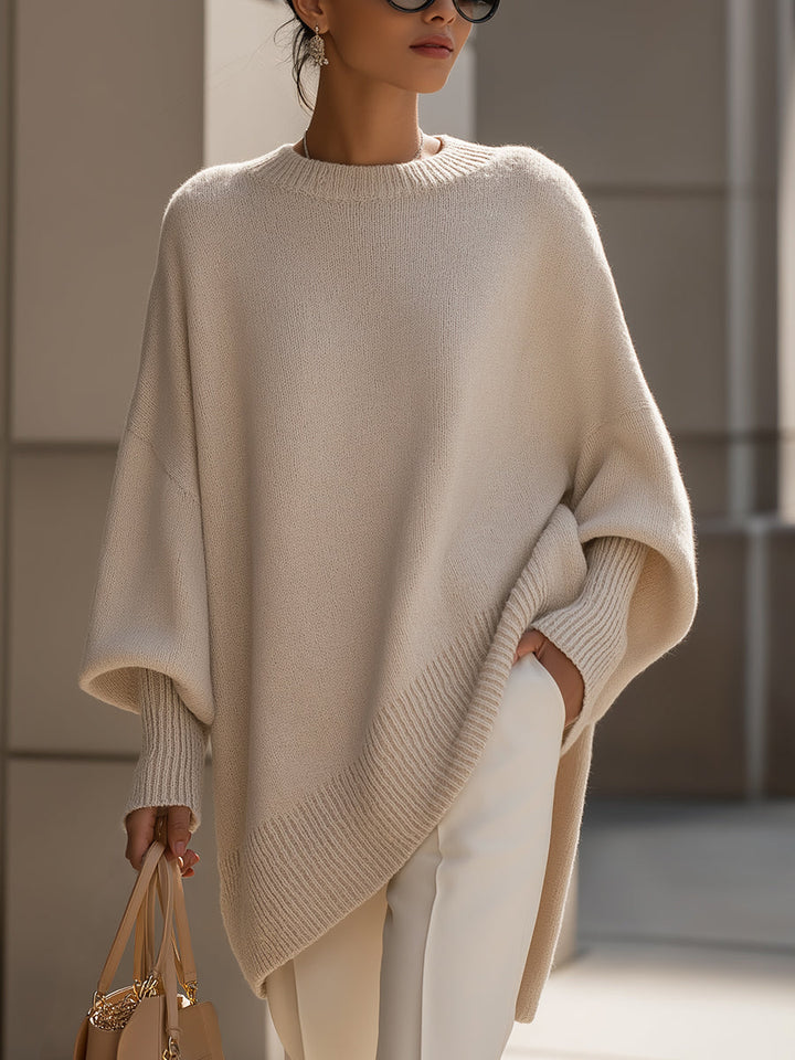 Agnes | Sweter oversize z drapowaniem i szerokim dekoltem