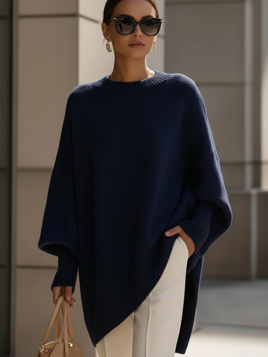 Agnes | Sweter oversize z drapowaniem i szerokim dekoltem