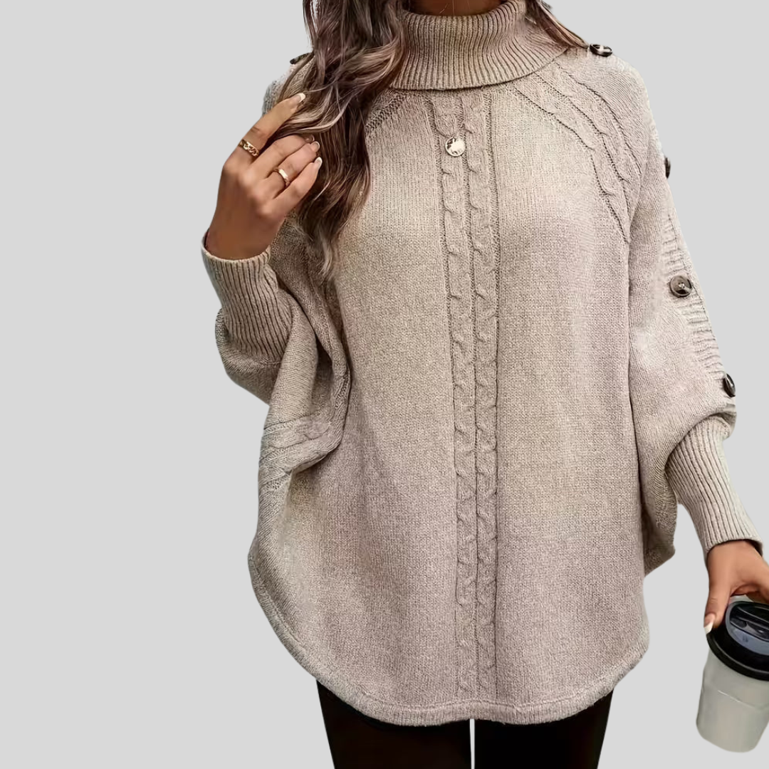 Urszula | Sweter o splocie warkoczowym z wysokim dekoltem