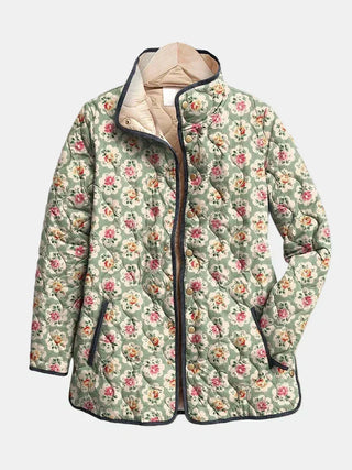 Aveline | Pikowana kurtka z kwiatowym wzorem w stylu vintage