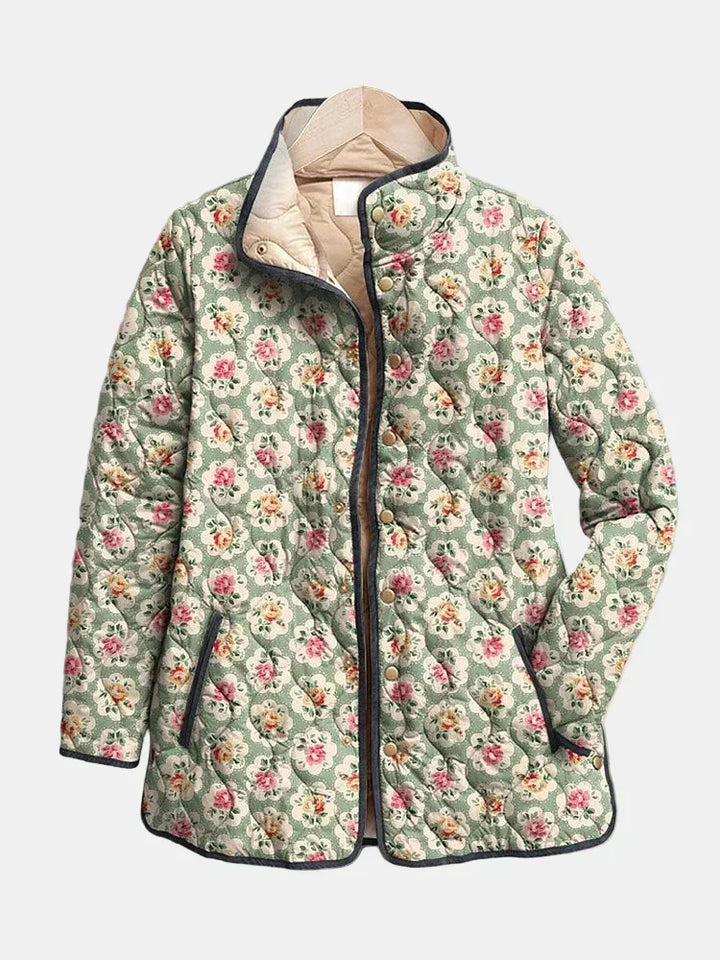 Aveline | Pikowana kurtka z kwiatowym wzorem w stylu vintage