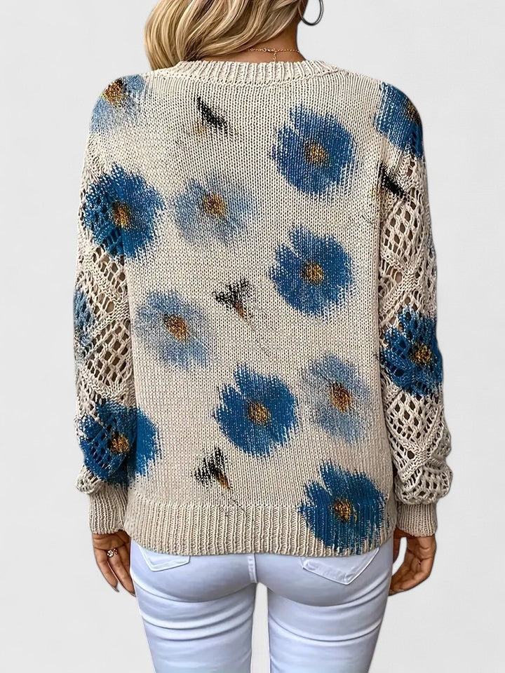 Jolanta | Elegancki sweter z kwiatowym wzornictwem