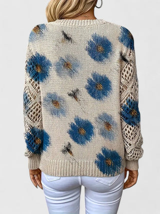 Jolanta | Elegancki sweter z kwiatowym wzornictwem
