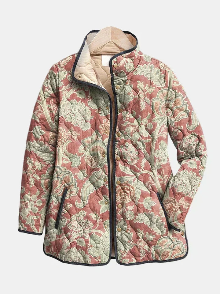 Naya | Casualowa pikowana kurtka w stylu vintage z kwiatowym wzorem